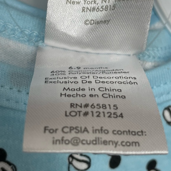 Disney Mickey Mouse Baby Outfit: mittens, onesie, pants  matching bib Size: 6-9m - Picture 8 of 11